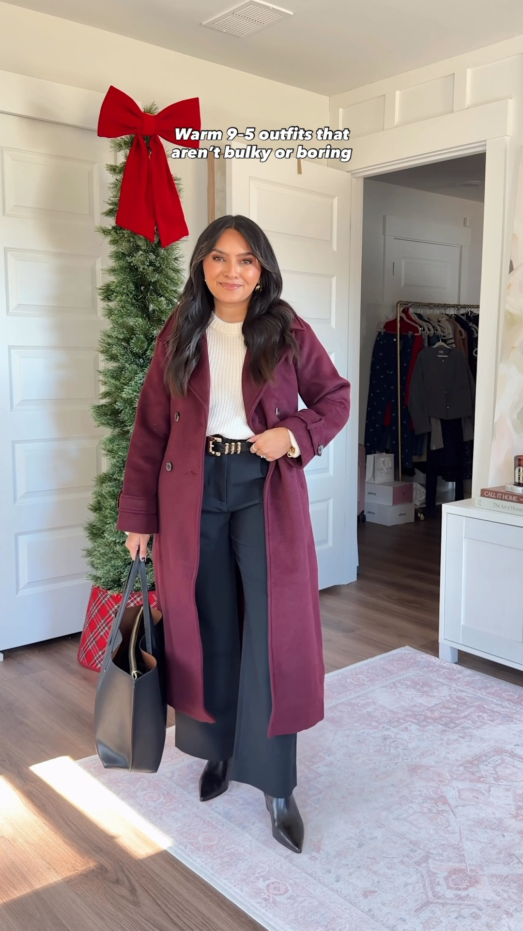 Cold Weather Winter Workwear Office Outfits
For reference: I’m 5’0, 32b bra size, and 2/26 in bottoms, pear shaped. 
*Everything I share is unaltered! TTS means true to size. Between size 5-6.6 in shoes

Red wine burgundy wool trench coat size xs petite TTS
Ivory sweater size xs TTS
Black wide leg pants size 26 short TTS
Black leather boots size 5.5 TTS

Grey boucle lady jacket size xs TTS
Heathered gray cable knit sweaters size xxs TTS
Black pleated skirt size small TTS
Black boots size 5.5 TTS

Dark coffee brown coat size xs petite TTS
Sand ivory crew cardigan size xs TTS
Dark coffee brown bootcut pant size 26 short TTS
Dark brown leather boots size 5.5 TTS

Black coat size xs petite TTS
Black cotton sweater size xs TTS
Grey pants - sold out at Ann Taylor, similar linked
Black leather boots size 5.5 TTS

Brown houndstooth jacket size xs TTS
Brown sweater size xs TTS
Dark rinse mid rise bootcut jeans size 26 short TTS
Black leather boots size 5.5 TTS




chilly weather work outfits
9 to 5 workwear winter
winter office outfits
cold weather work outfits
fall winter workwear
warm office outfits
petite winter workwear
petite office outfits
business casual winter outfits
workwear layering ideas
office outfits for cold weather
winter work outfit ideas
cozy workwear outfits
professional winter outfits
petite chilly weather outfits
petite friendly pieces
Rachel Miranda Blog
Honeysweetpetite


Comment SHOP below to receive a DM with the link to this post on my LTK ⬇ https://liketk.it/5yqGy #ltksalealert #ltkworkwear #ltkpetite

#LTKSaleAlert #LTKPetite #LTKWorkwear