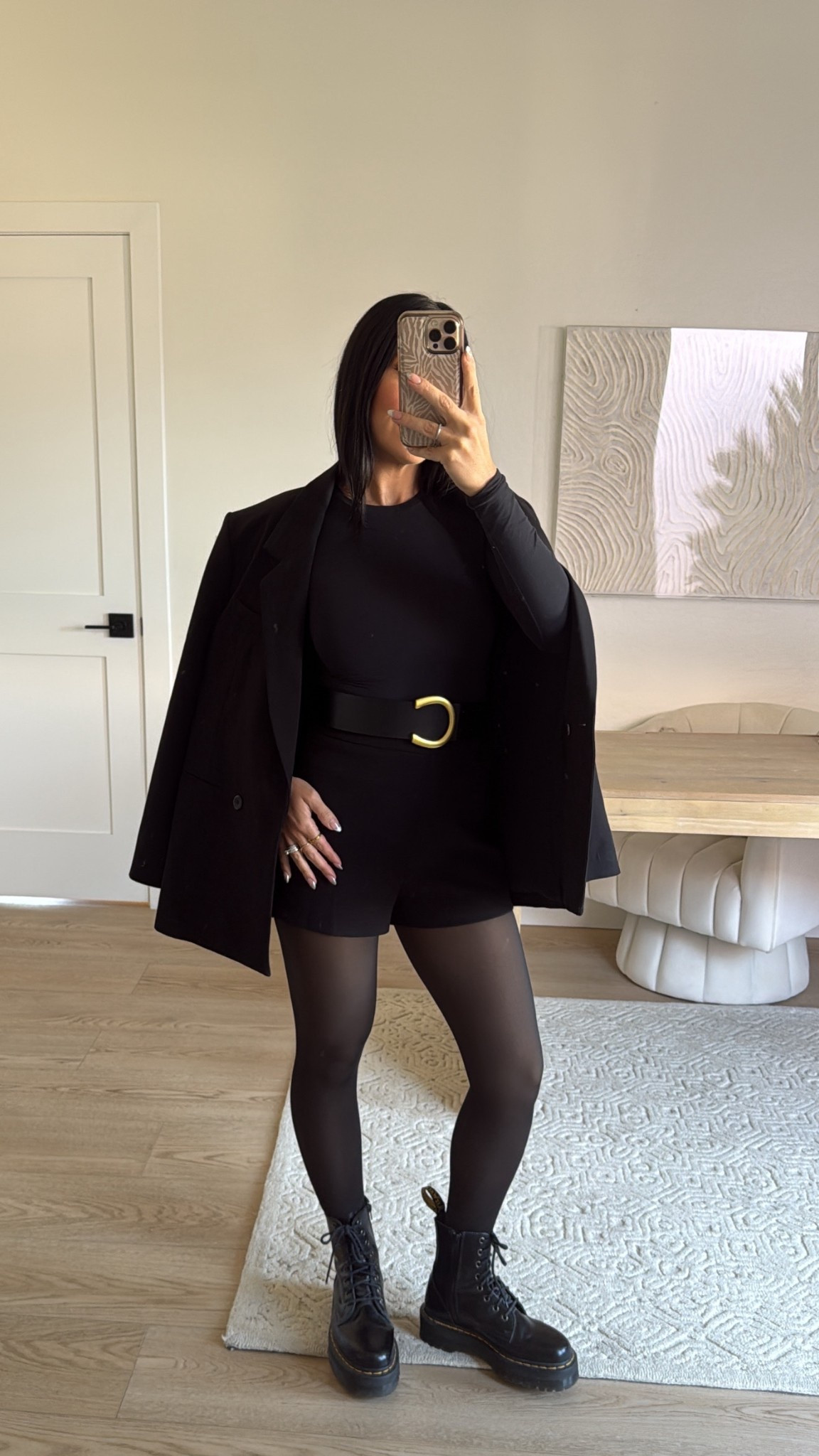 Choosing violence today with this black outfit! I’m an edgy gal at heart. Sharing all the deets! 
Amazon blazer
Amazon long sleeve top size small
Commense shorts size small 
Amazon fleece tights 
Jadon doc marten boots 


#LTKootd #LTKHoliday