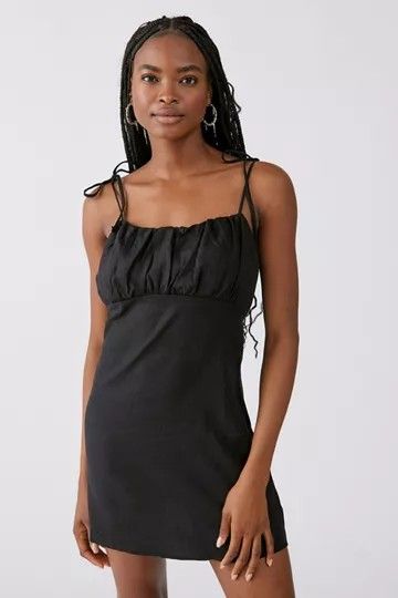 Urban Renewal Eco Linen Ruched Mini Dress | Urban Outfitters (US and RoW)