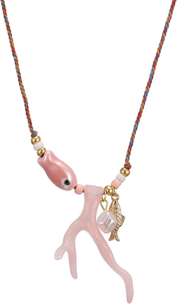 KURTCB Coral Fish Necklace Boho Beachy Hawaiian Jewelry for Women Men Colorful Summer Beach Ocean... | Amazon (US)
