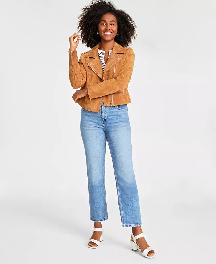 On 34th Women's Suede Moto Jacket, Created for Macy’s - Macy's | Macy's