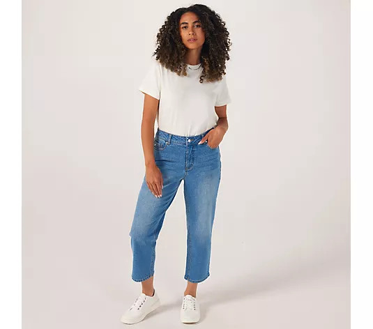 Dannii Minogue Mid Rise Cropped Straight Leg Jean Petite - QVC UK | QVC UK