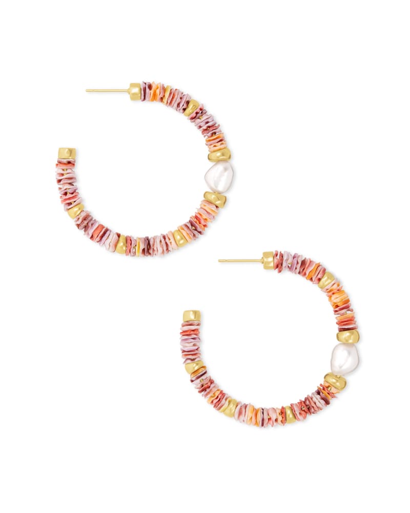 Lila Vintage Gold Hoop Earrings in Pastel Shells | Kendra Scott