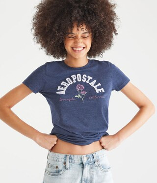 Aeropostale Floral Arch Appliqué Graphic Tee | Aeropostale