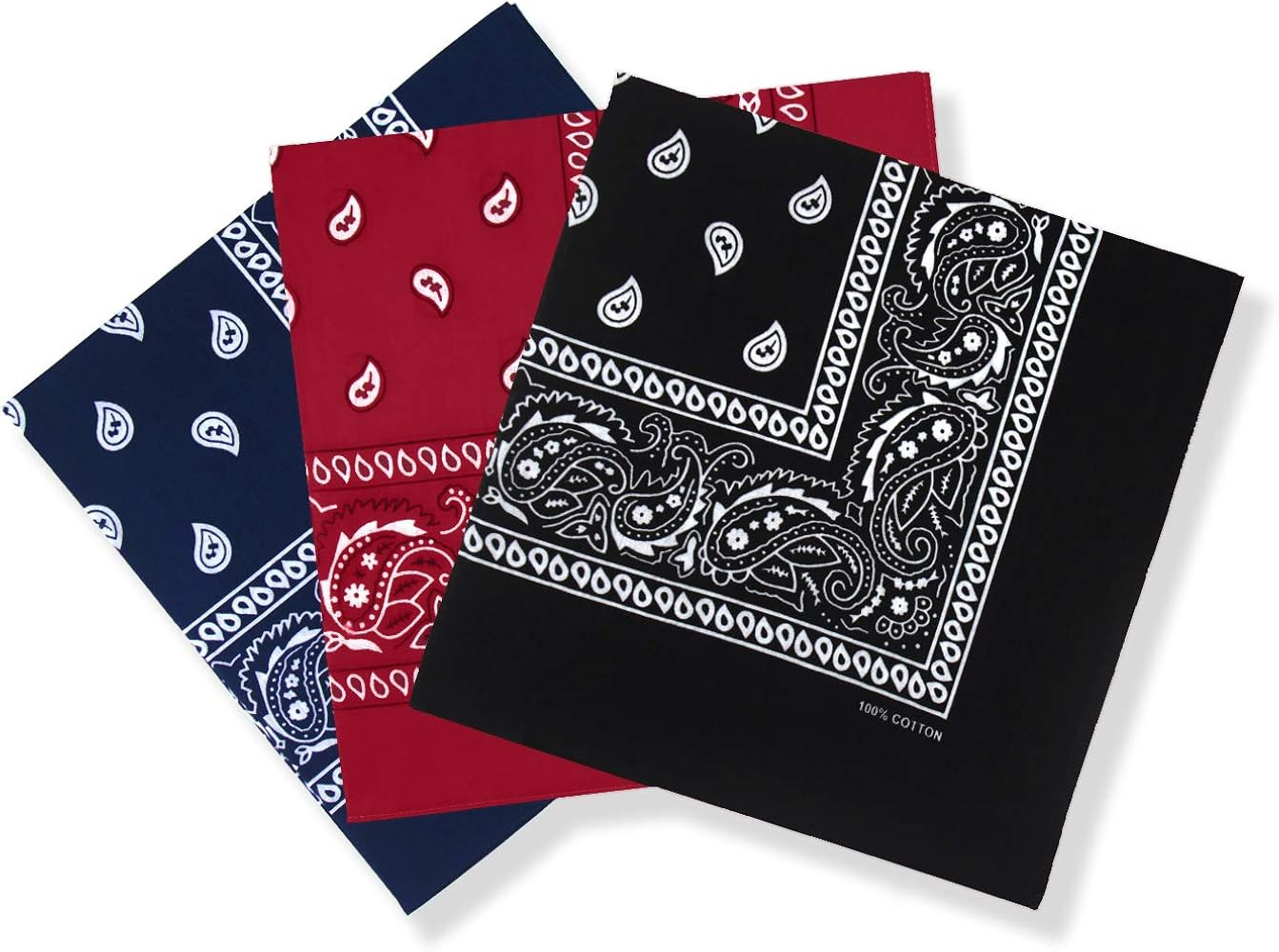 22"X22" Cotton Bandanas for Men & Women Pasiley Cowboy Bandana Handkerchiefs for Hair | Amazon (US)