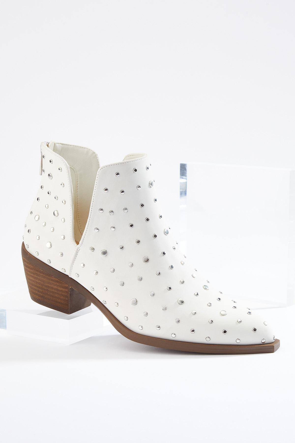 Studded White Booties | Cato Fashions