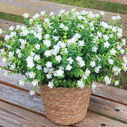 BCBLF Artificial Flowers for Outdoors, Outdoor Faux Plants, 12 Bundles UV Resistant Realistic, Faux Flowers for Outdoor Planters, Spring Summer Home Garden Decoration, White | Amazon (US)