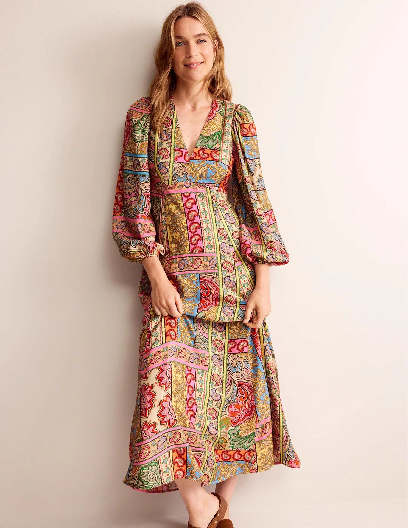 Blouson Sleeve Maxi Tea Dress - Multi, Patchwork | Boden (UK & IE)