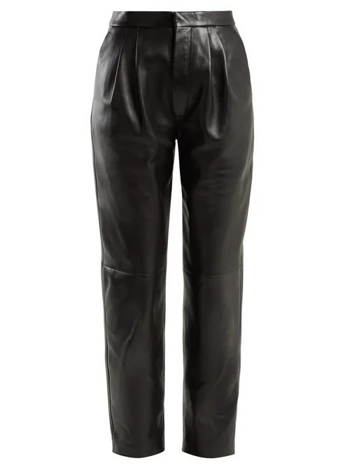 Saint Laurent - Tapered Leather Trousers - Womens - Black | Matches (US)