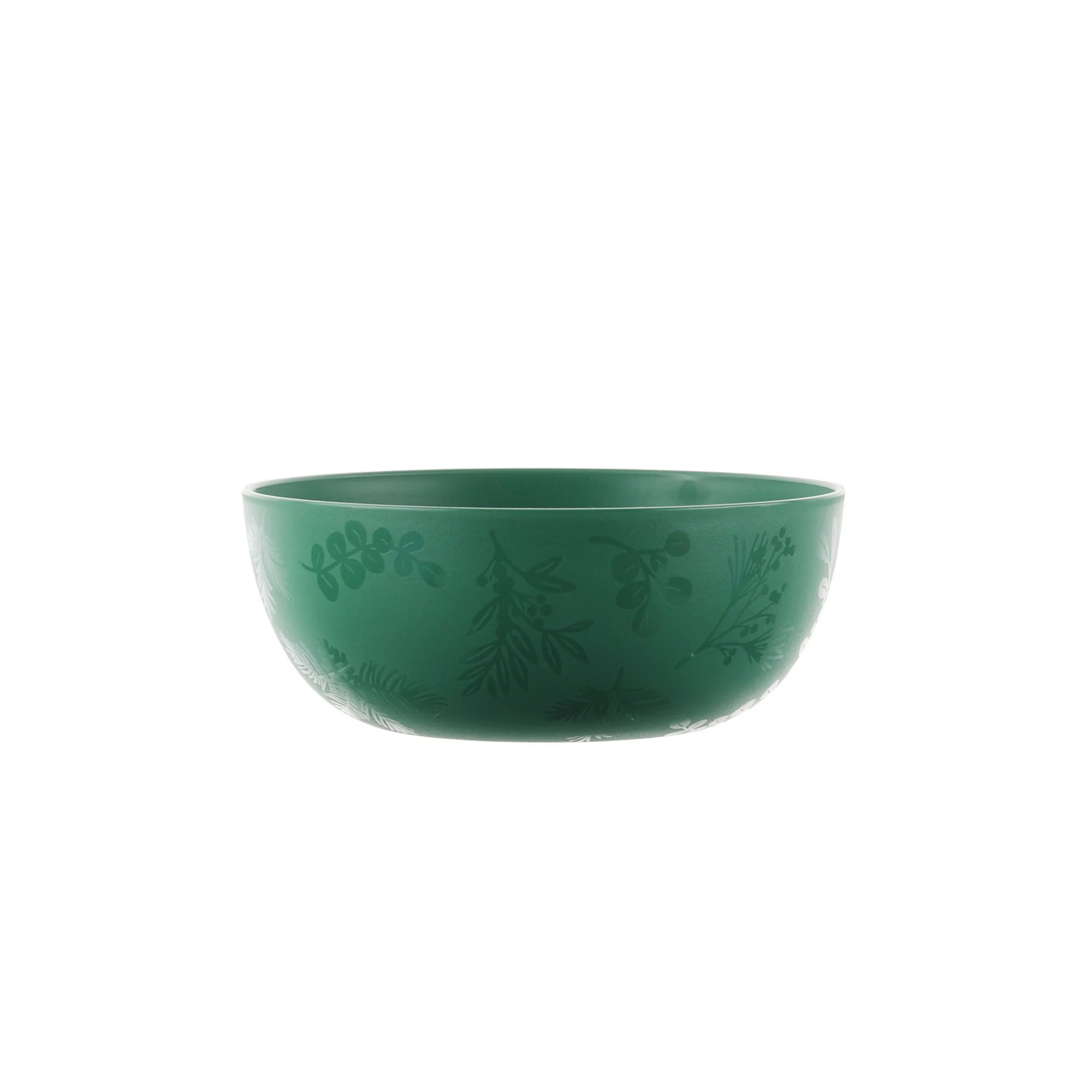 Mainstays 38 Ounce Round Plastic Etched Holly Bowl, Green | Walmart (US)