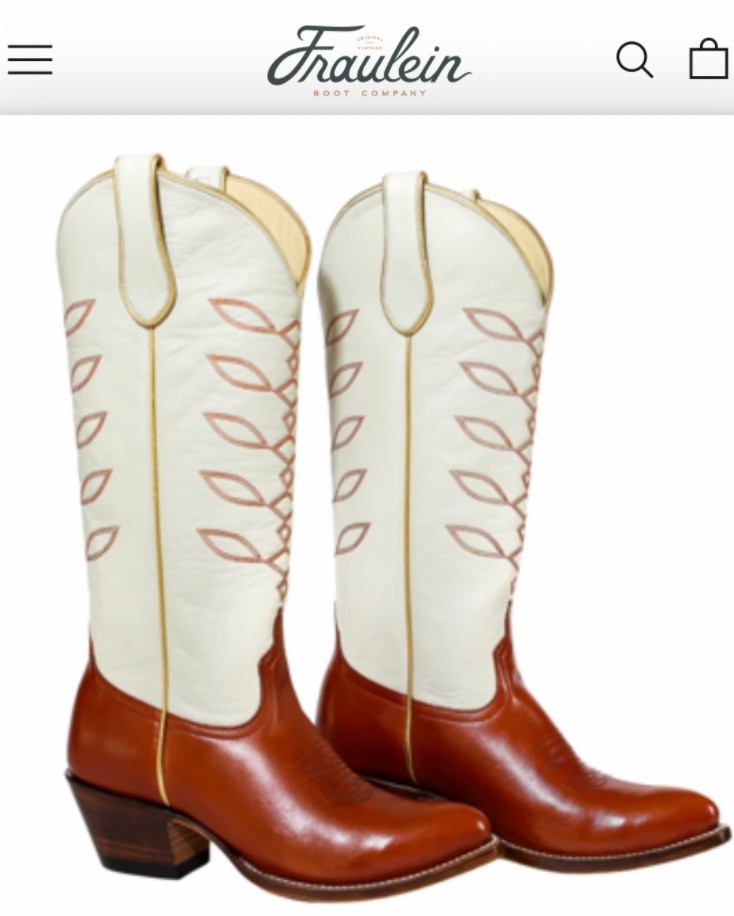 Go Horns! Beautiful "orange you glad you went to UT" burnt orange leather with cream longhorn-esque stitching, and gold piping make the $925 “GameDay” women’s cowboy boots to die for! 😍 @frauleinboots is a double longhorn owned company! (Sisters 🧡!)