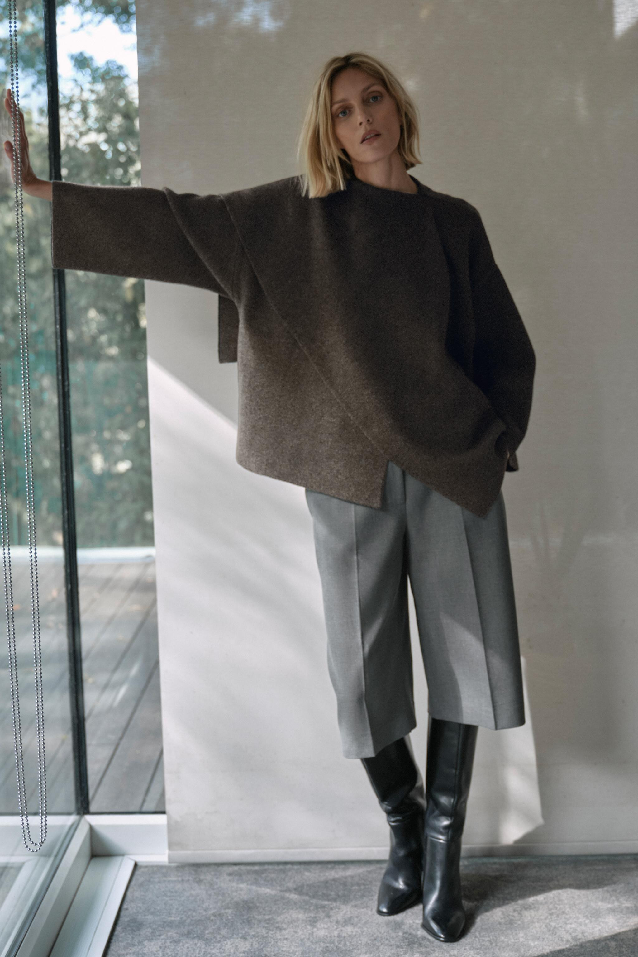 SHAWL COLLAR KNIT CAPE | Zara US