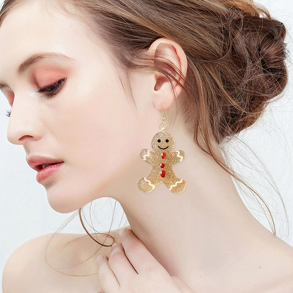 GBAHFY Christmas Gingerbread Man Charm Dangle Drop Earrings Glitter Christmas Earrings for Women ... | Amazon (US)