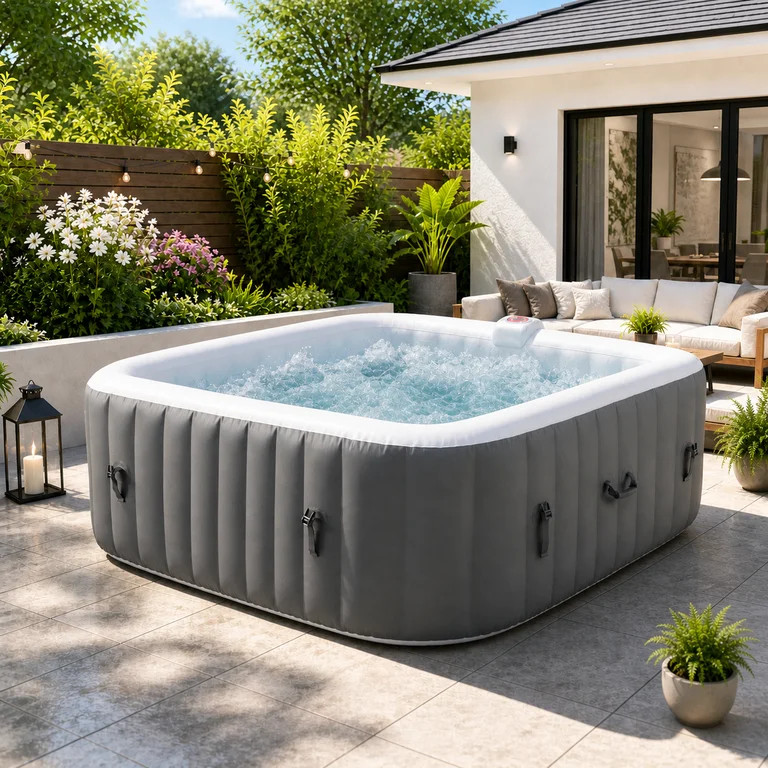 73''Inflatable Hot Tub, Outdoor Hot Tub for 6 Person Indoor Home Spa with Hidden Machine, 130 Mas... | Walmart (US)