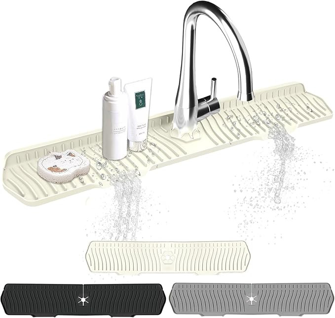 Kitchen Sink Splash Guard Gen2-30" x 6'' Silicone Sink Mat Splash Guard fit for Countertop, Bathr... | Amazon (US)