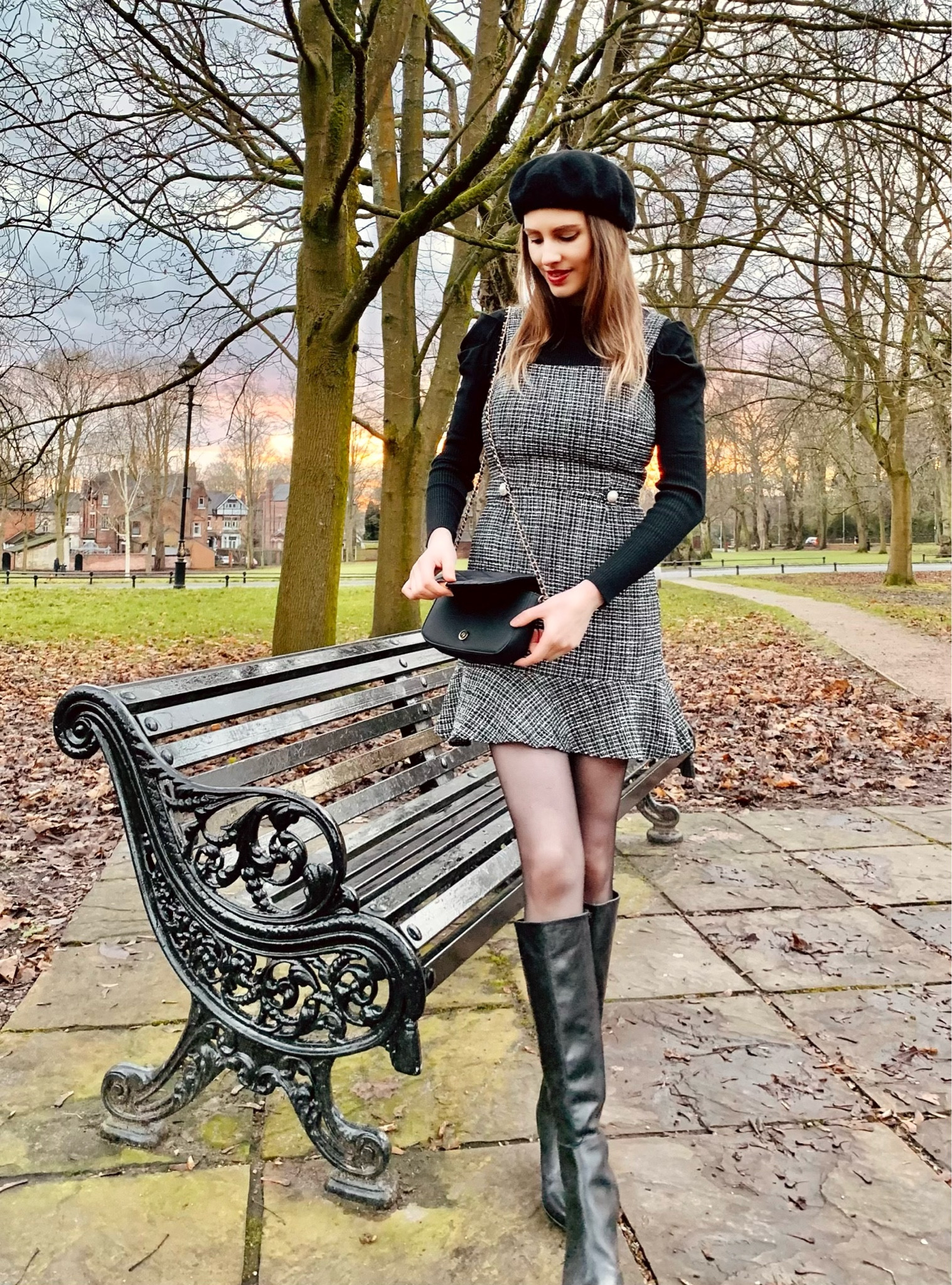Black & white tweed pinafore dress 🎼🖤🤍
Miss Selfridge
Winter outfit 
Winter fashion 
Mini dress 
Parisian style 
Vintage style 
Retro style 
Parisian chic 
Elegant style 
Black leather knee high boots 
Beret 
French style 
Romantic style 
Chanel dress

#LTKstyletip #LTKunder100 #LTKfit