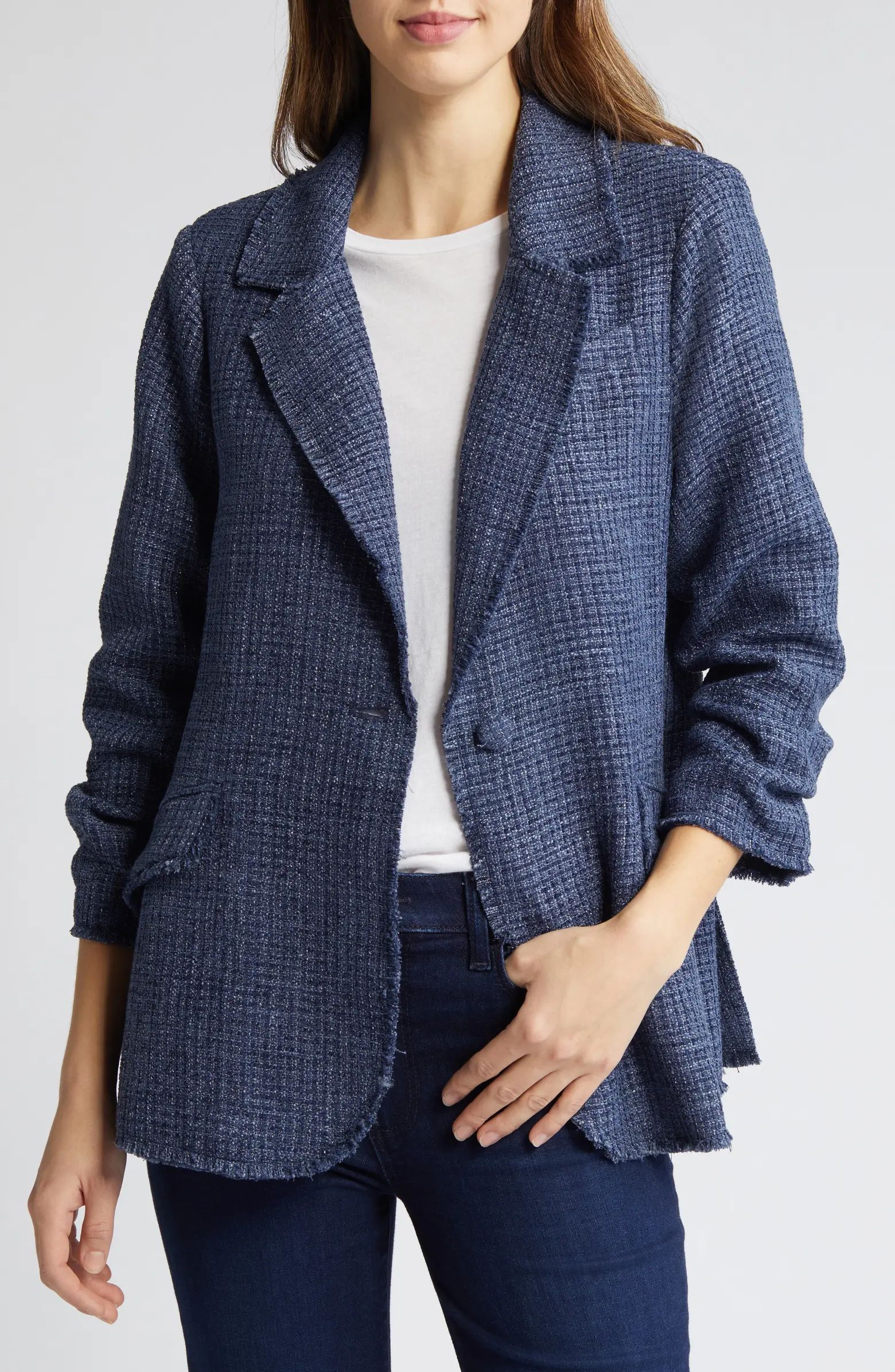 Ruched Sleeve Tweed Blazer | Nordstrom