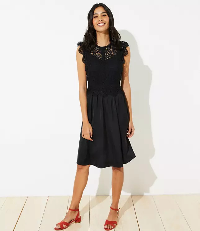 Lace Cap Sleeve Dress | LOFT