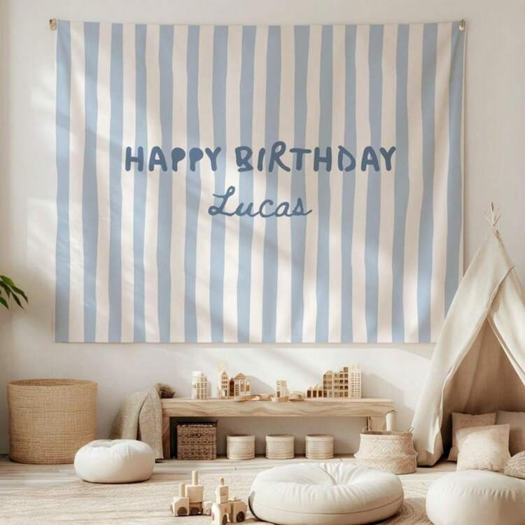 1pc Happy Birthday Sheet Backdrop Personalized Birthday Name Banner | SHEIN