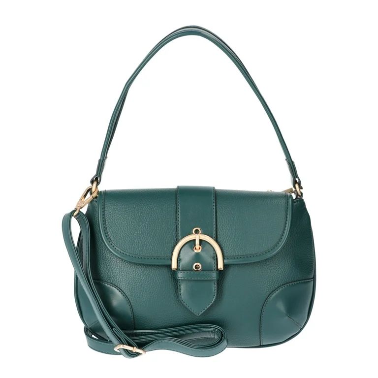 Time and Tru Women's Heather Shoulder Buckle Bag, Green Smoke | Walmart (US)