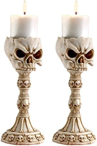 Design Toscano Skullduggery Skull and Bones Sculptural Candlesticks, Set of Two, 10 Inch, Antique... | Amazon (US)