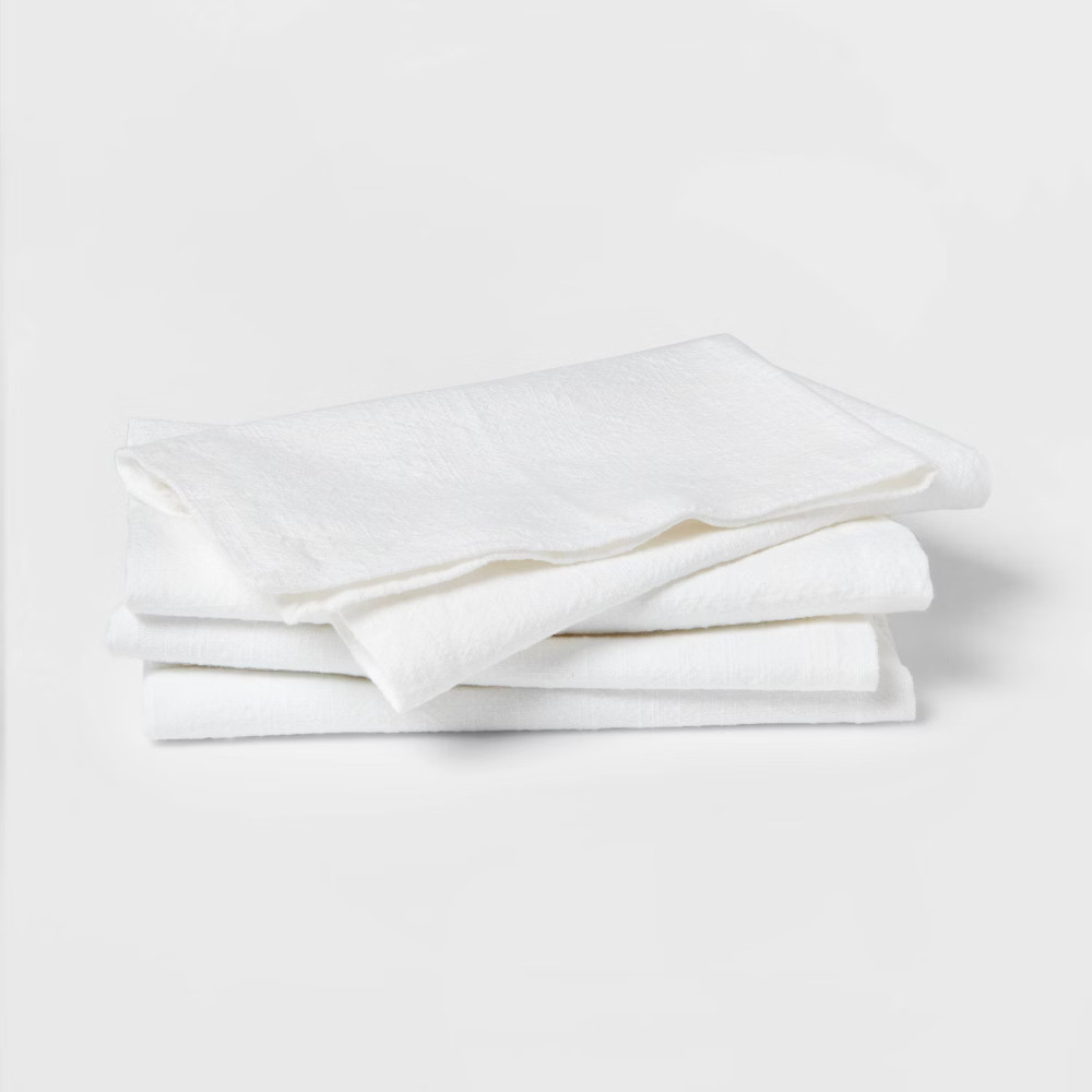 4pk Cotton Easy Care Napkins White - Threshold | Target