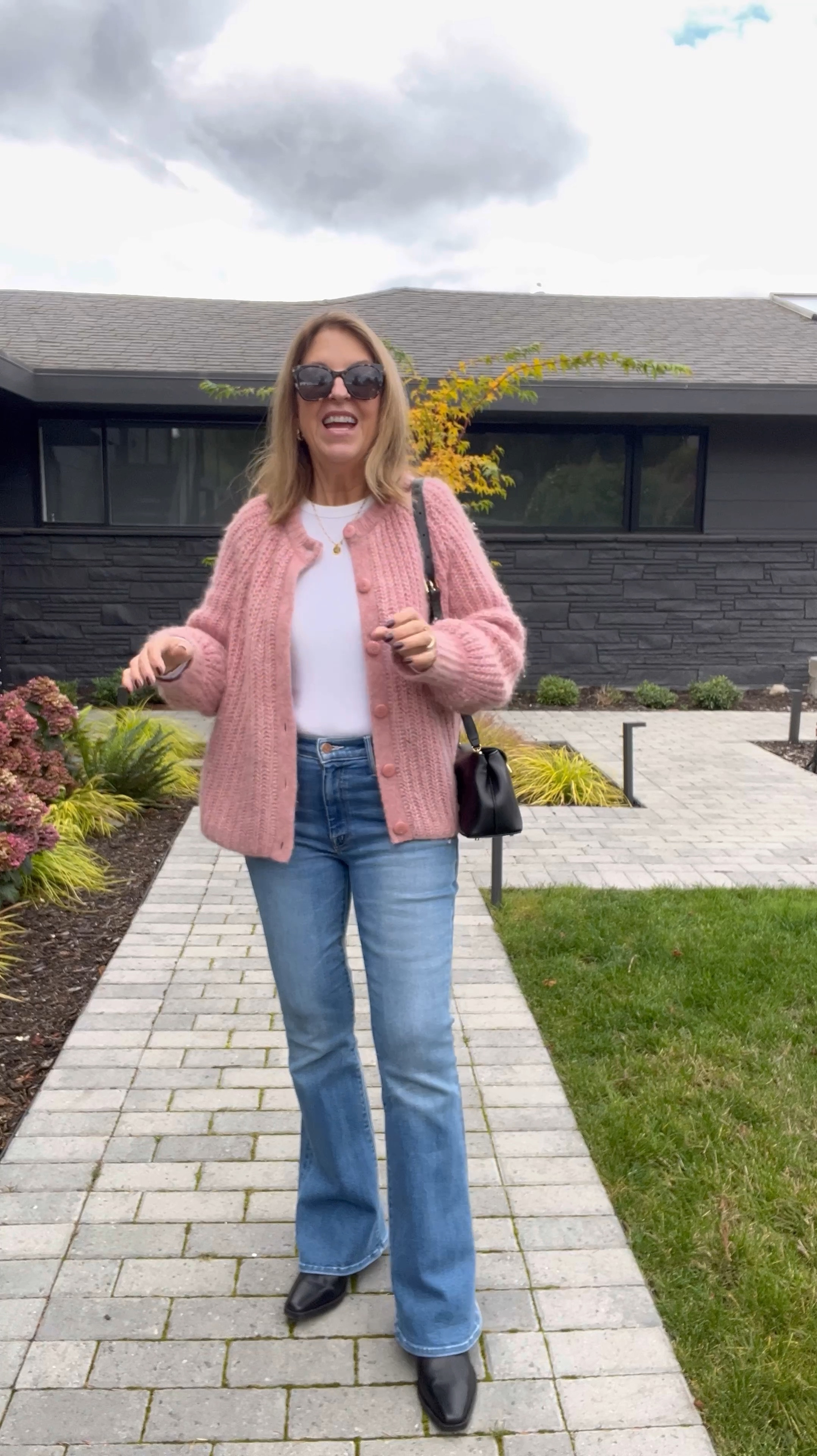 On Tuesdays, I always wear a casual outfit, which includes pink! 

Each Tuesday, I have a playdate and go to preschool with my granddaughter, and it's an opportunity to wear one of her favorite colors, pink! 

This sweater (xs) is one of my favorites! It’s available in many colors too. 

These jeans are perfect for petites, and regular sizes are available, too. 

My boots are water resistant, have a cushioned footbed, and are perfect for everyday use, whether running around with kiddos or running errands. 

#LTKStyleTip #LTKVideo #LTKOver40