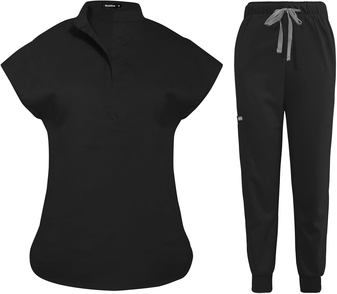 niaahinn Scrubs Set for Women Nurse Uniform Jogger Suit Stretch Top & Pants with Multi Pocket for... | Amazon (US)