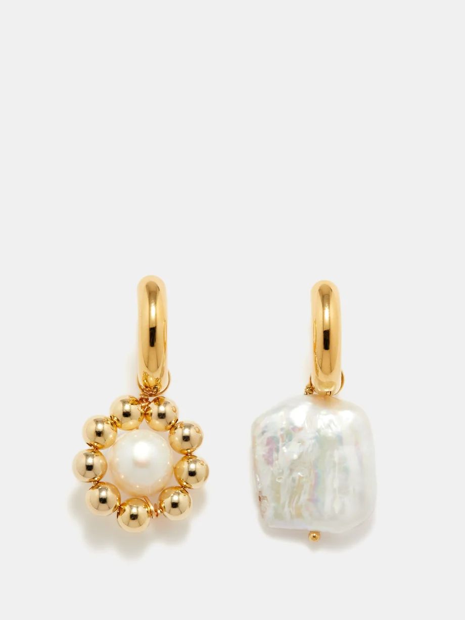 Mismatched pearl & gold-plated hoop earrings | Matches (APAC)