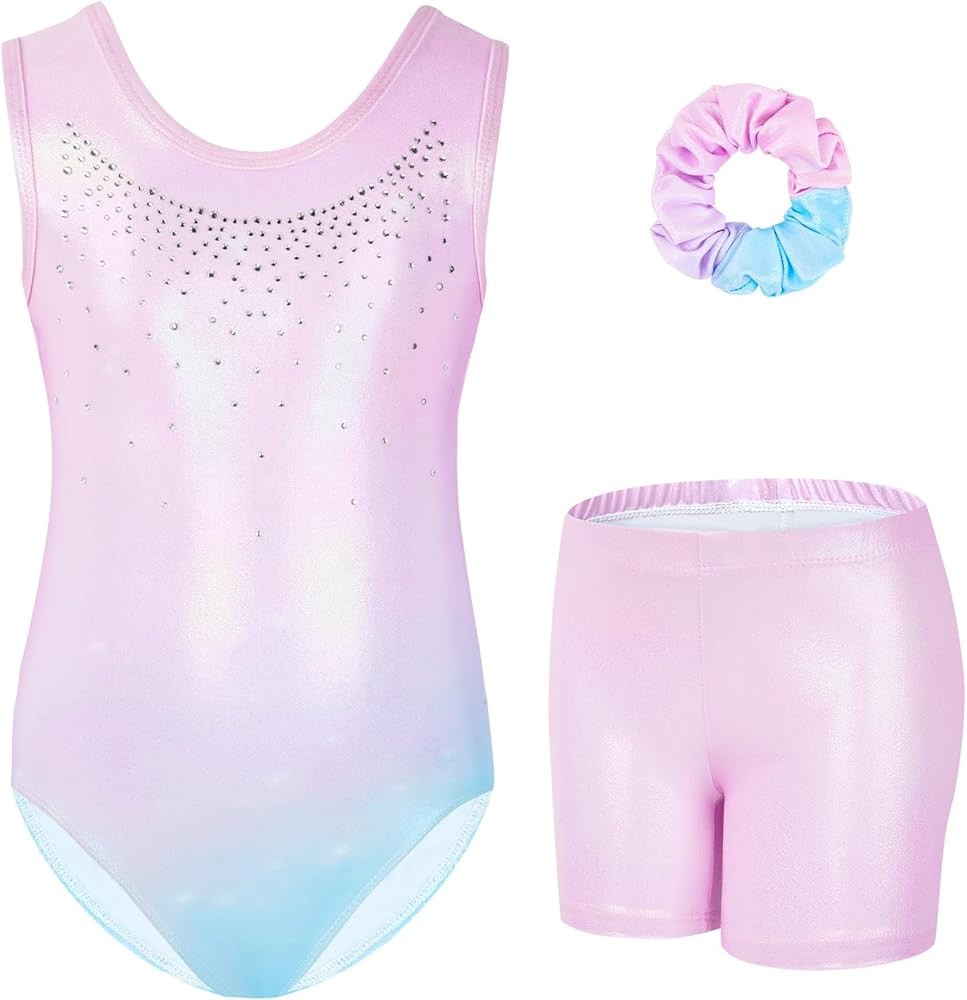 Gogokids Gymnastics Leotards for Girls Sparkly Rhinestone Dance Unitards Biketards with Shorts Ac... | Amazon (US)