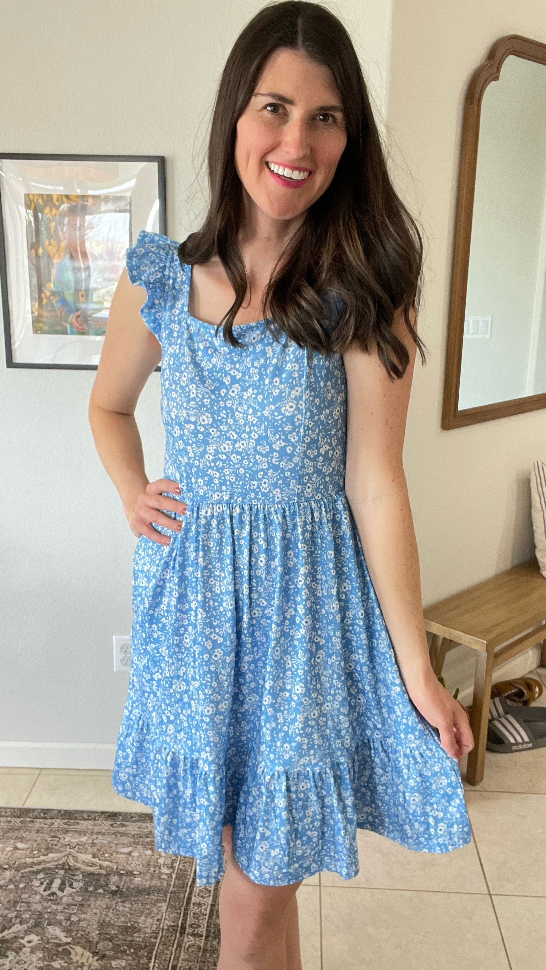 Gorgeous ruffle sleeve floral dress comes in so many different colors and patterns. Wearing a size medium.

#LTKFestival #LTKOver40 #LTKFindsUnder50