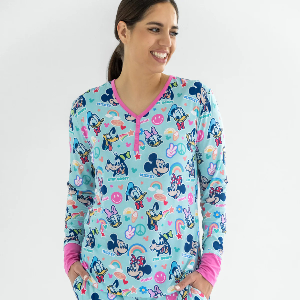 Pink Disney Mickey's Clubhouse Women's Long Sleeve Pajama Top | Little Sleepies