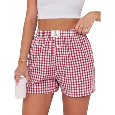 ANRABESS Boxer Shorts for Women Gingham Pajama 2026 Summer Casual Lounge Sleep… | Amazon (US)
