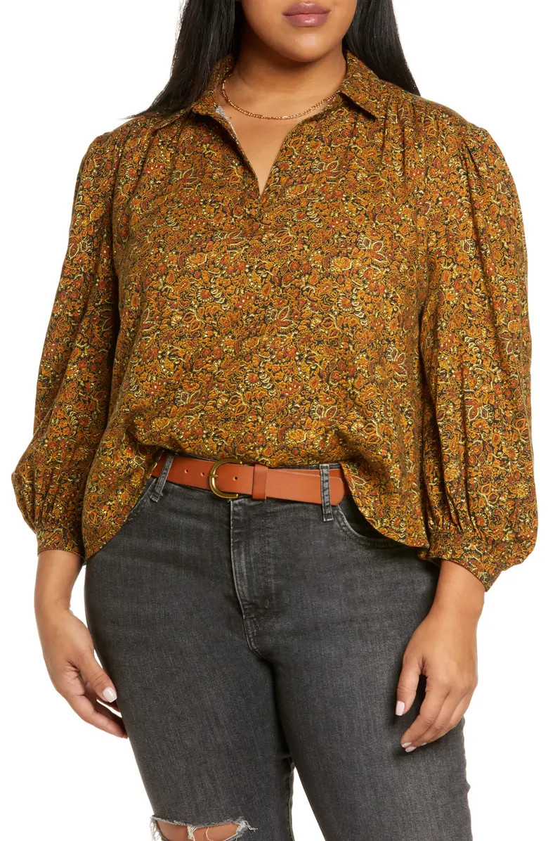 Balloon Sleeve Cotton Blouse | Nordstrom