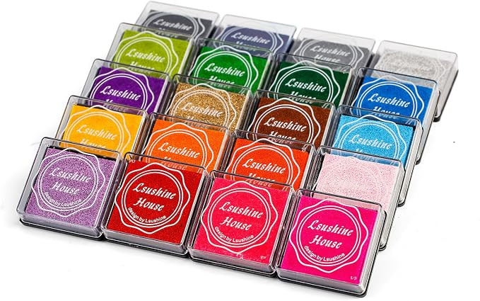 Lsushine Craft Ink Pad Stamps Partner DIY Color,20 Colors Rainbow Finger Ink pad for Kids (Pack o... | Amazon (US)
