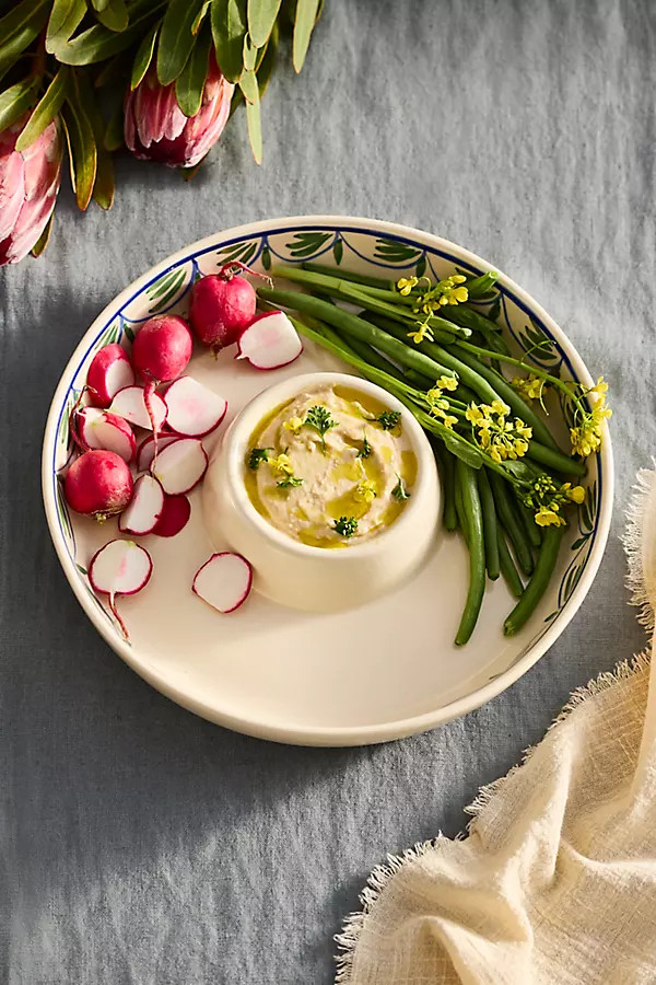 Leafy Vine Stoneware Chip + Dip in White at Terrain | Terrain