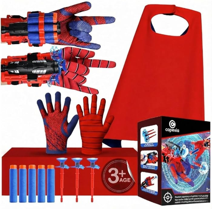 Superhero Toy Set - Includes 2 Shooters, 2 Gloves, and 1 Cape | Amazon (US)