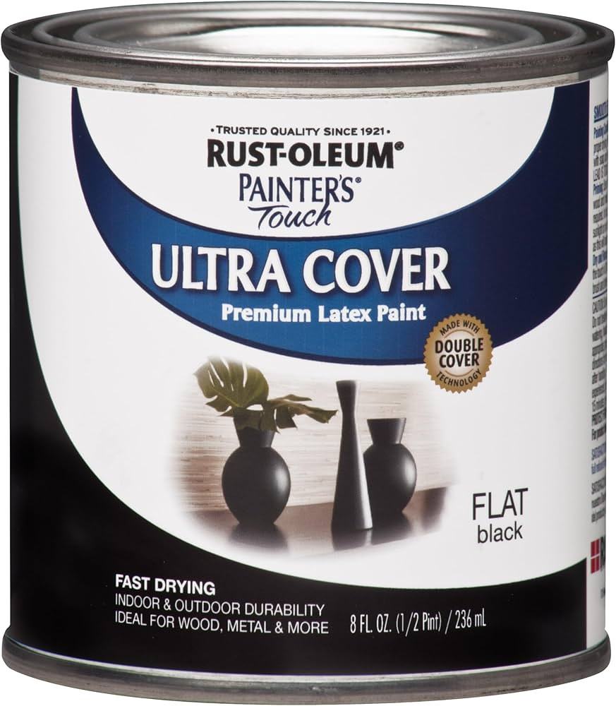 Rust-Oleum 1976730 Painter's Touch Latex Paint, Half Pint, Flat Black, 8 Fl Oz (Pack of 1) | Amazon (US)