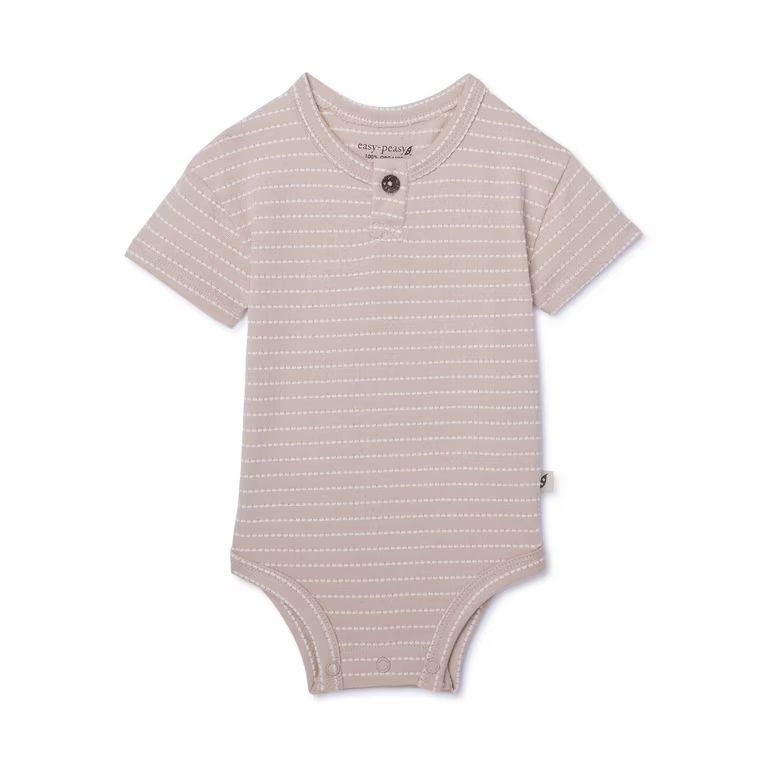 easy-peasy Baby Henley Shirt Stripe Bodysuit with Short Sleeves, Sizes 0-24M | Walmart (US)
