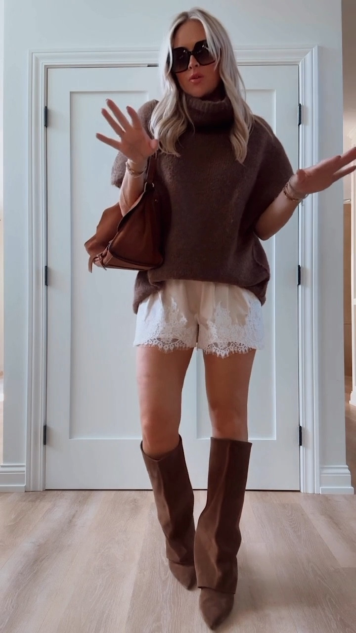 When it’s still too hot for pants! Lol
Loving these viral Amazon finds!
Sweater: small
Shorts: medium but small works too 
Boots: TTS & on sale! 💥 30% off!

Fall style. Amazon fashion. Sweaters. Suede boots. 

#LTKStyleTip #LTKSaleAlert #LTKFindsUnder50