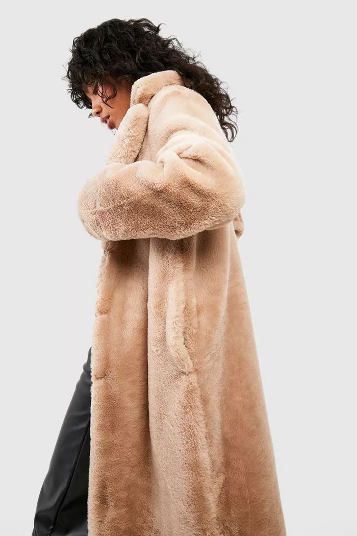 Textured Faux Fur Coat | Boohoo.com (UK & IE)
