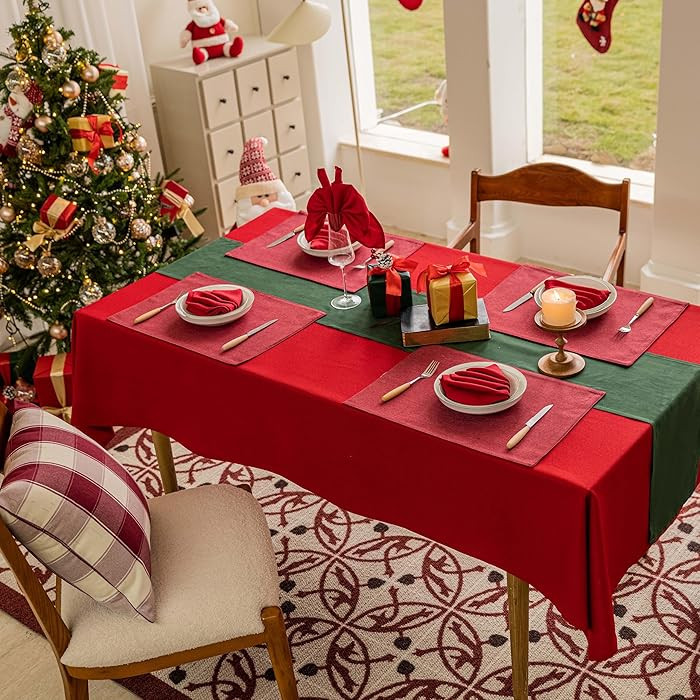 Home Brilliant Red Tablecloths for Rectangle Tables Table Cloth for 6 Foot Tables for Parties Buf... | Amazon (US)