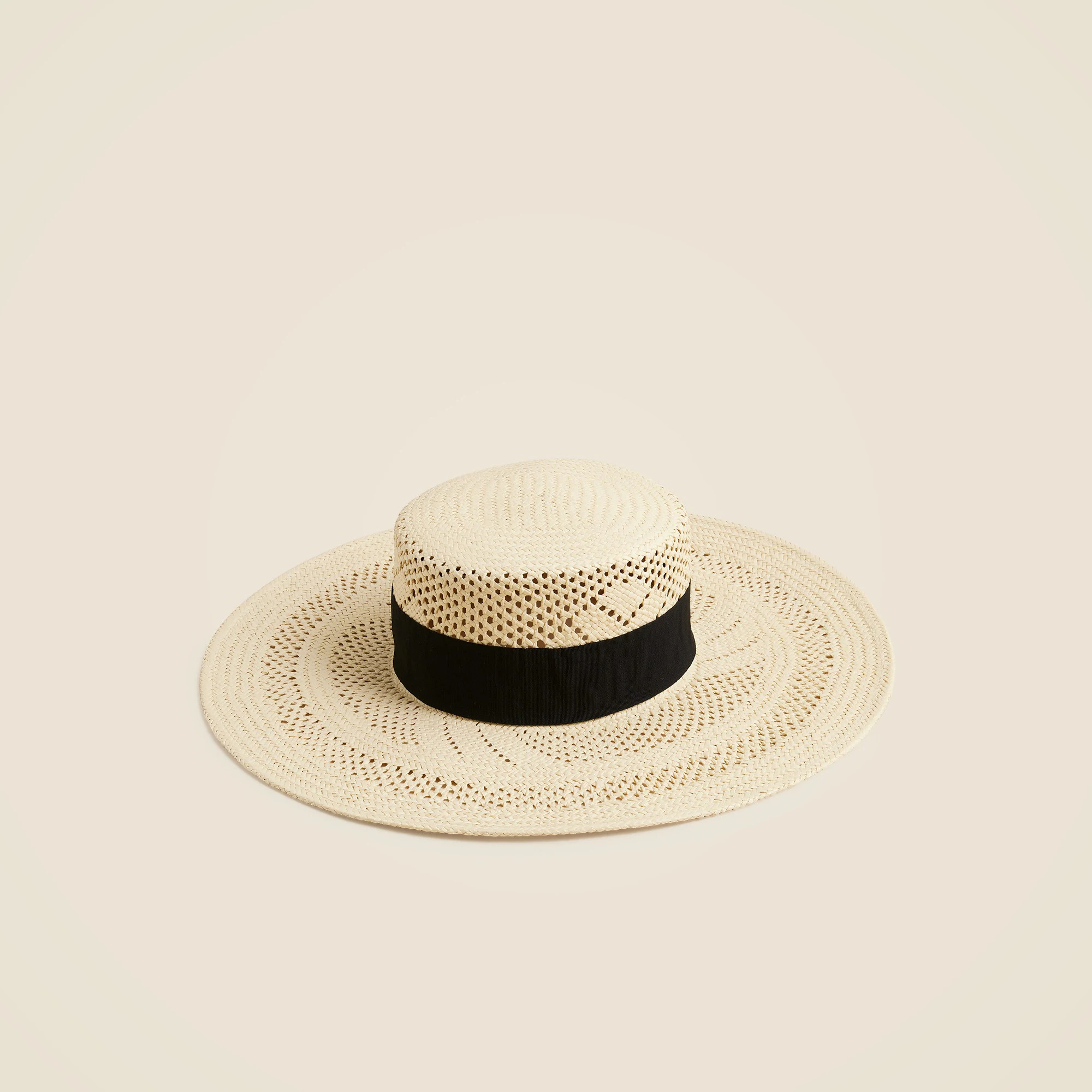 Wide-brim boater hat with ribbon | J. Crew US