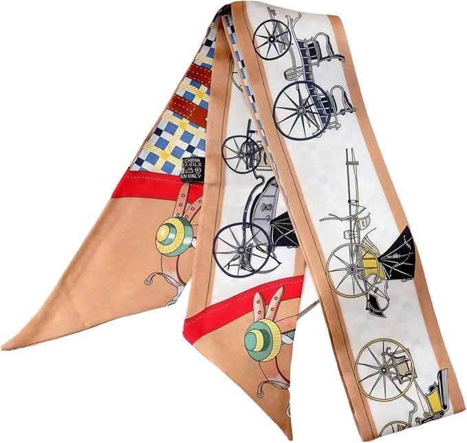 100% Mulberry Silk Scarf for Handbags,Bags, and Purses,1 Pcs 2"x35" Hair Ribbon Skinny Neck Scarv... | Amazon (US)