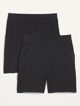 High-Waisted Side-Pocket Slub-Knit Biker Shorts 2-Pack for Women | Old Navy (US)
