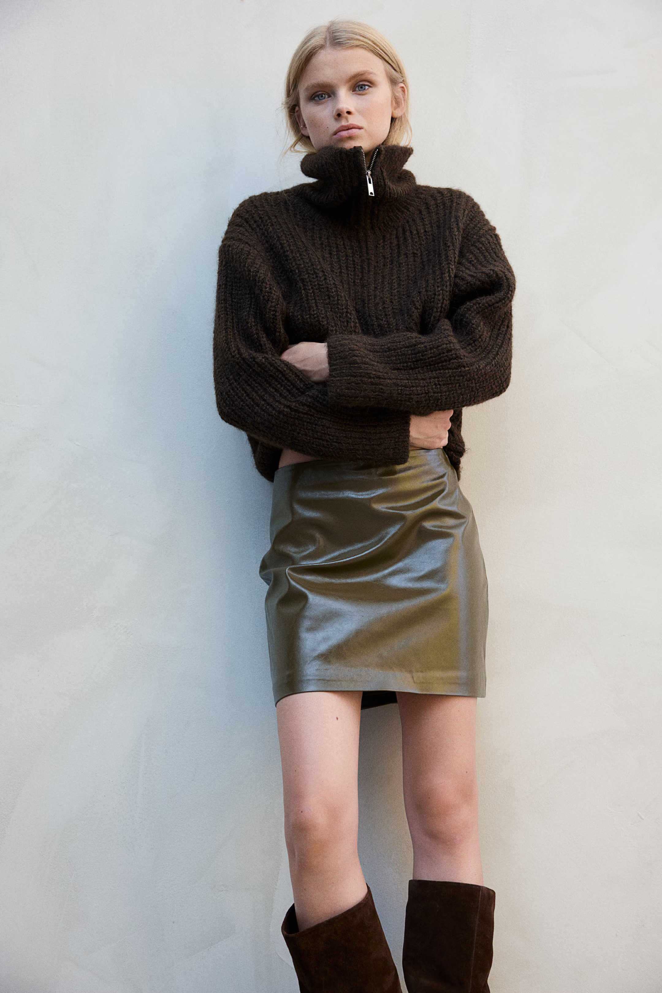 Zip-through rib-knit cardigan - Light grey marl - Ladies | H&M GB | H&M (UK, MY, IN, SG, PH, TW, HK)