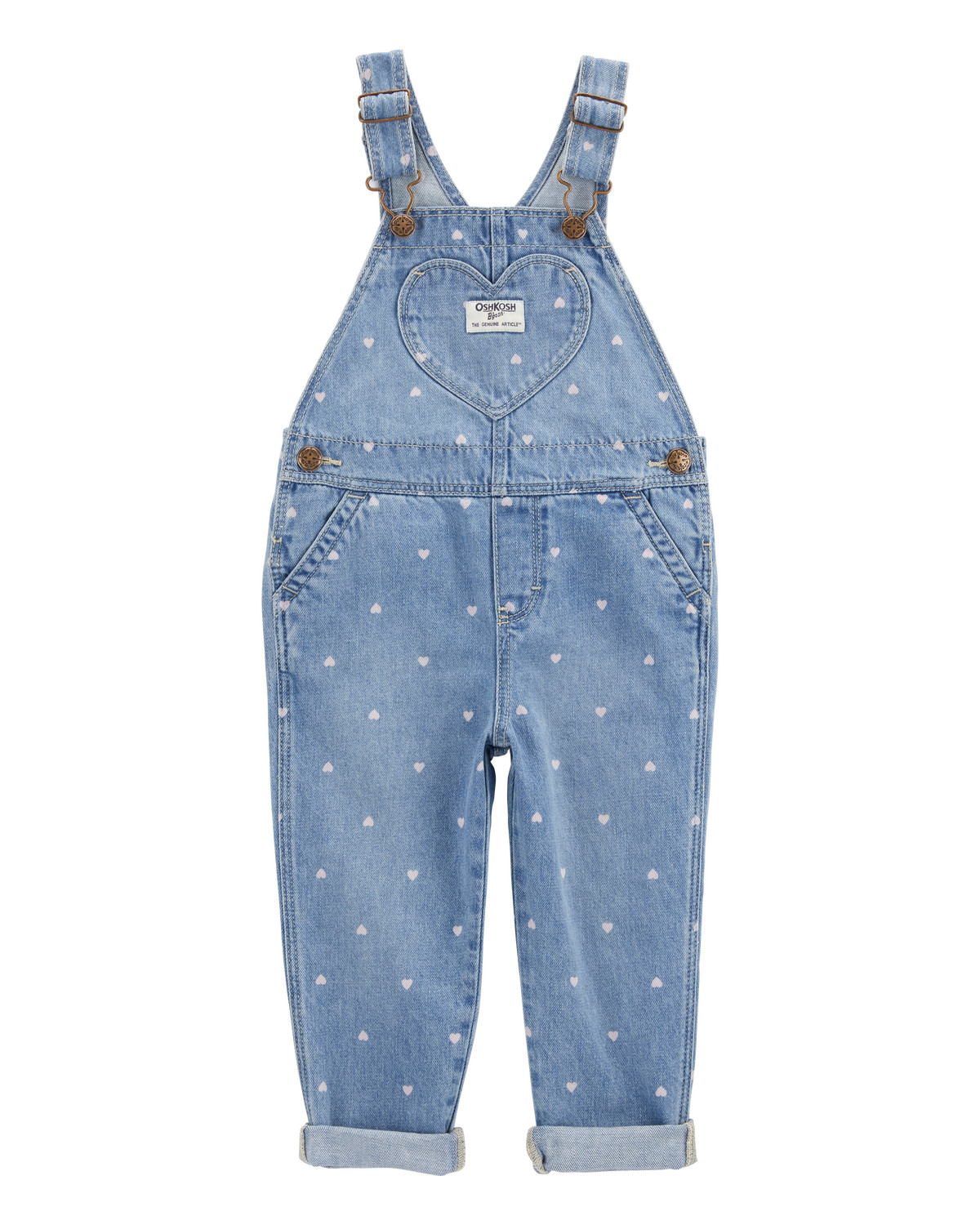 Toddler Heart-Print Knit Denim Overalls - Blue | Carter's Inc