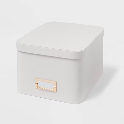Medium Decorative Fabric Box Ivory - Brightroom™: Rectangle, Polypropylene & Polyester, Spot Cl... | Target