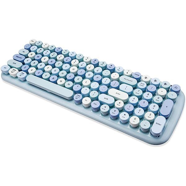 MOFii Wireless Keyboard and Mouse Set, 2.4G Cute Retro Keyboard with Colorful Round Keys, Full Si... | Amazon (US)