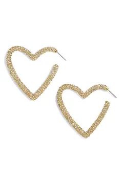 Hoop earrings designed to capture your heart are illuminated in pavé sparkle and goldtone platin... | Nordstrom